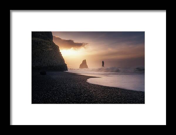 Iceland Framed Print featuring the photograph Reynisfjara Sunrise by Jorge Ruiz Dueso