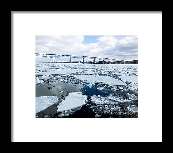 Artoffoxvox Framed Print featuring the photograph Rhinecliff Bridge over the Icy Hudson River by Kristen Fox