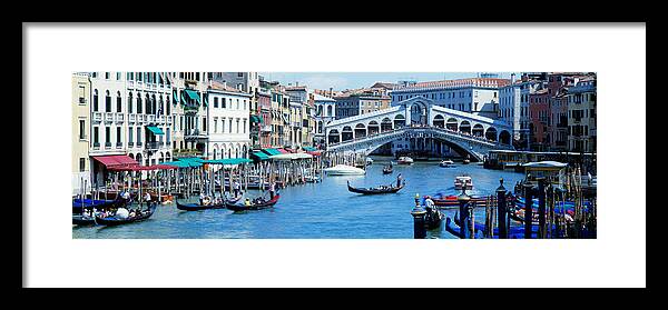Photography Framed Print featuring the photograph Rialto Bridge & Grand Canal Venice Italy by Panoramic Images