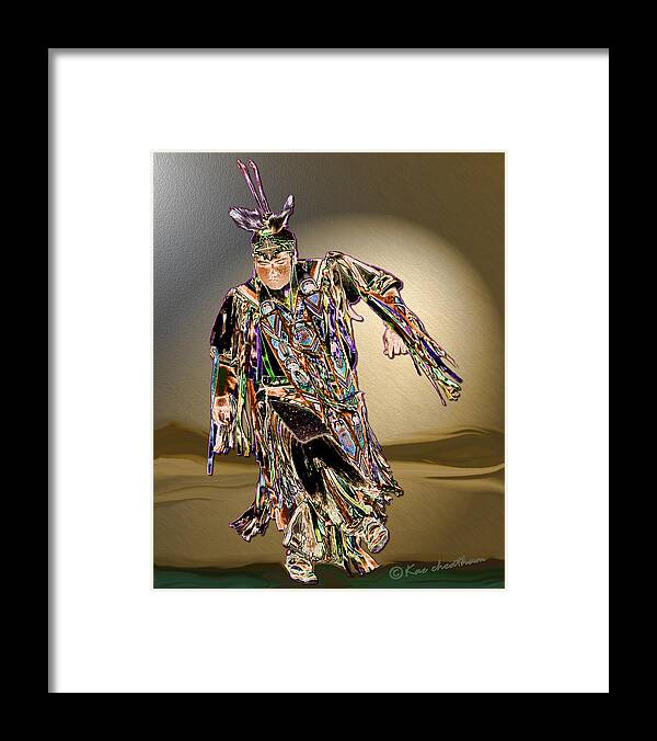 Pow Wow Dancer Framed Print featuring the digital art Ribbon Dancer by Kae Cheatham