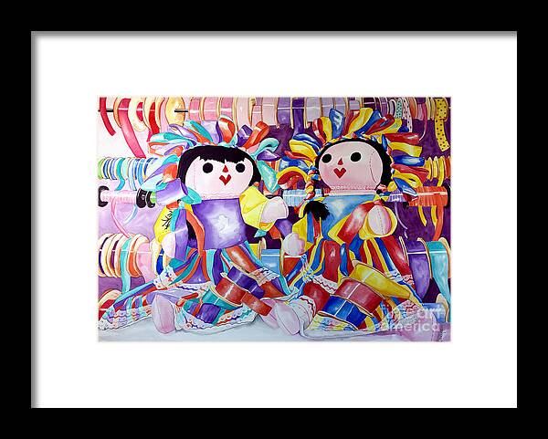 Girls Framed Print featuring the painting Ribbon Shoppin by Kandyce Waltensperger