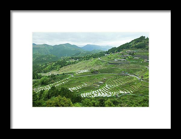Tokai Region Framed Print featuring the photograph Rice Paddy Terraces On Green Mountain by Ippei Naoi
