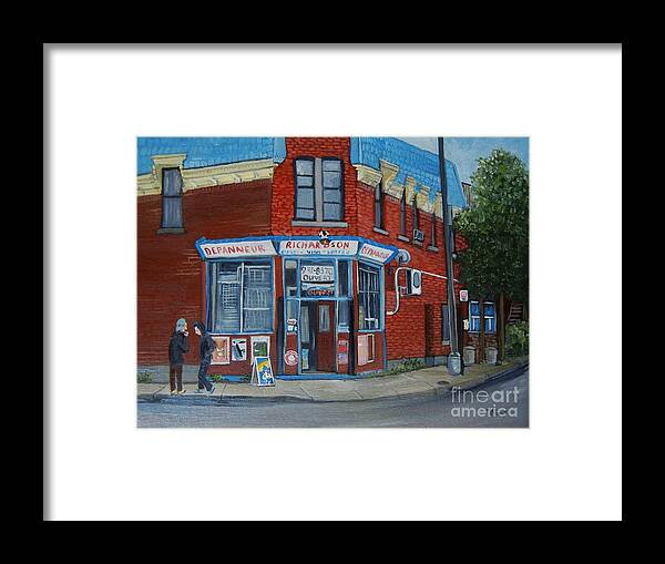 Depanneurs Framed Print featuring the painting Richardson Depanneur Pointe St. Charles by Reb Frost