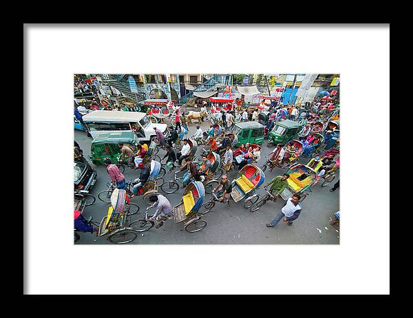 Avenue Framed Print featuring the photograph Rickshaws In Traffic On A Street by Michael Runkel