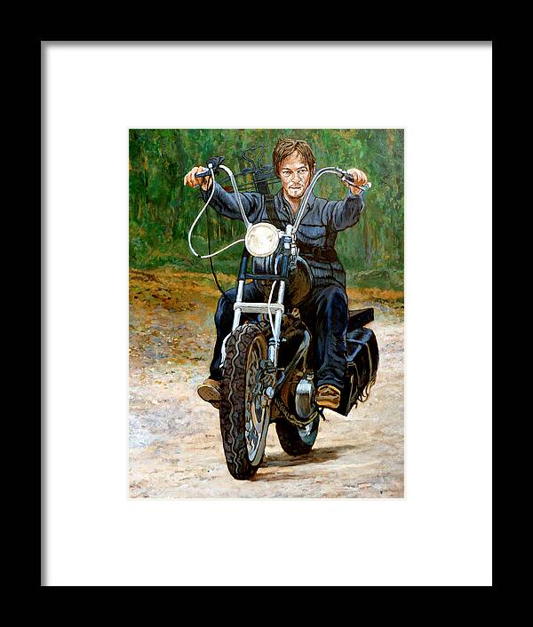 Daryl Dixon Framed Print featuring the painting Ride Don't Walk by Tom Roderick