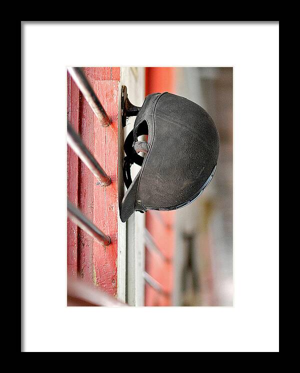 Riding Helmet Framed Print featuring the photograph Riding Helmet by Lisa Phillips