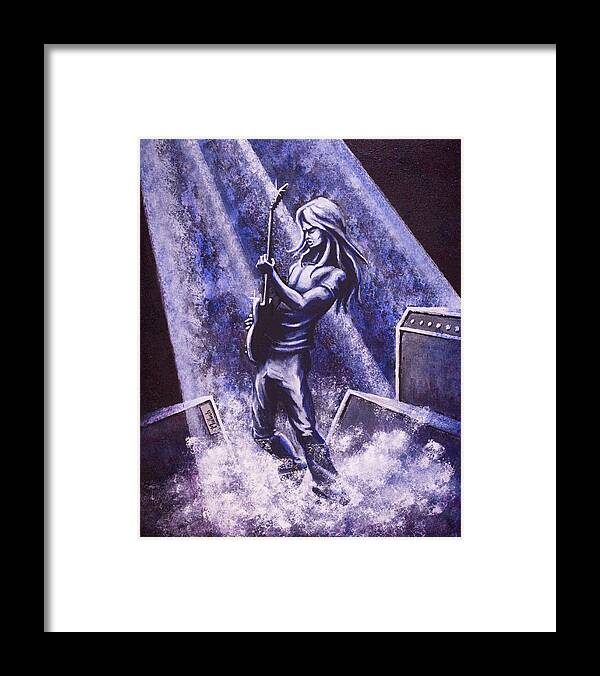 Guitar Player Framed Print featuring the painting Riff by Jack Malloch