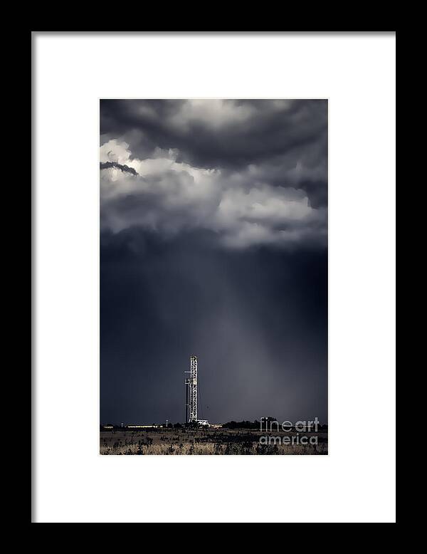Drilling Rigs Framed Print featuring the photograph Rig in the Rain by Jim McCain
