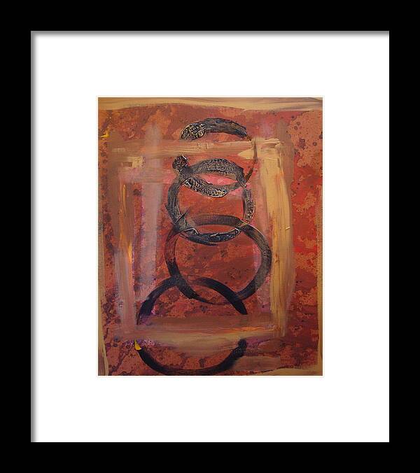 Abstract Framed Print featuring the painting Rings - Circles of Life by Holly Picano