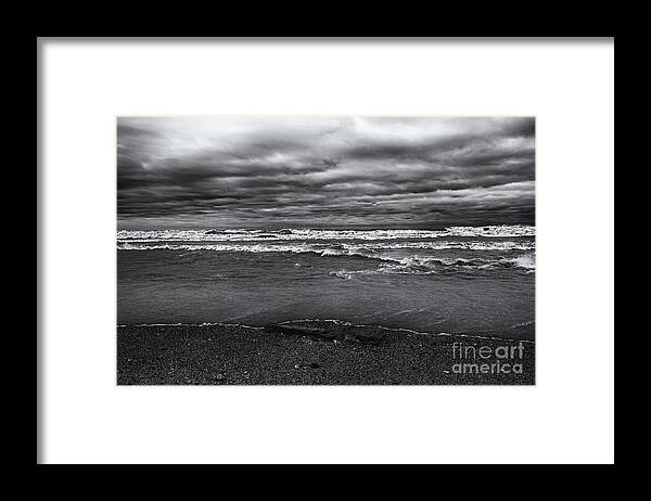 Black And White Seascape Framed Print featuring the photograph Riptide by Dan Hefle