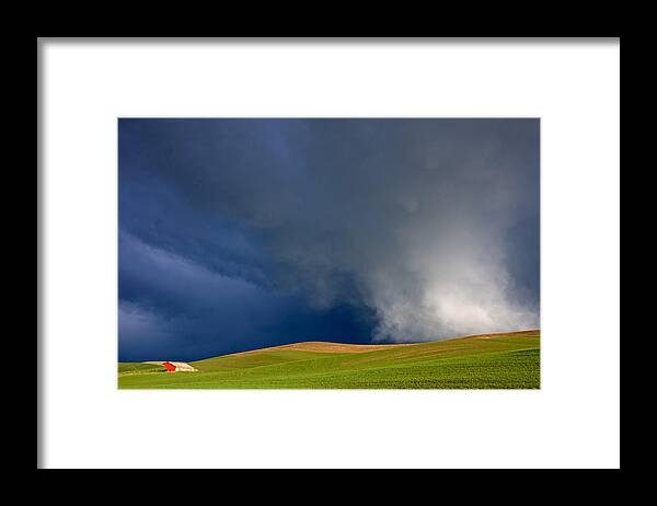 Landscapes Framed Print featuring the photograph Rising Storm Over the Palouse by Mary Lee Dereske