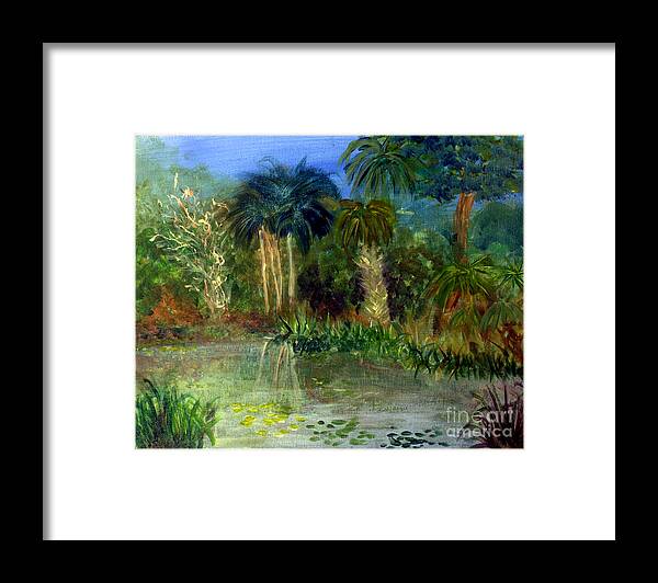Blue Framed Print featuring the painting River at Riverbend Park in Jupiter Florida by Donna Walsh