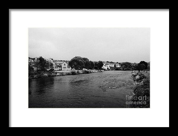 River Framed Print featuring the photograph River Derwent On A Rainy Overcast Day Cockermouth Cumbria England by Joe Fox
