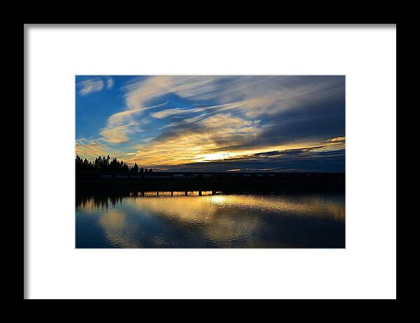 Sunset Framed Print featuring the photograph River Shine Reflection Sunset by Marilyn MacCrakin