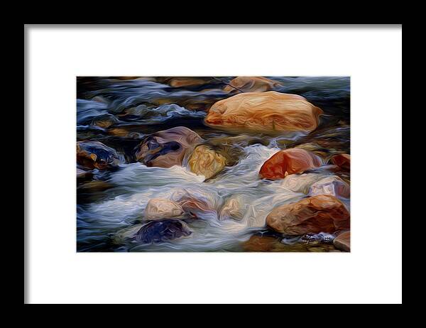 River Framed Print featuring the digital art River Stones by Vincent Franco