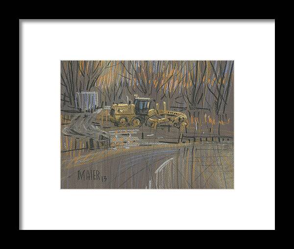 Grader Framed Print featuring the painting Road Grader by Donald Maier