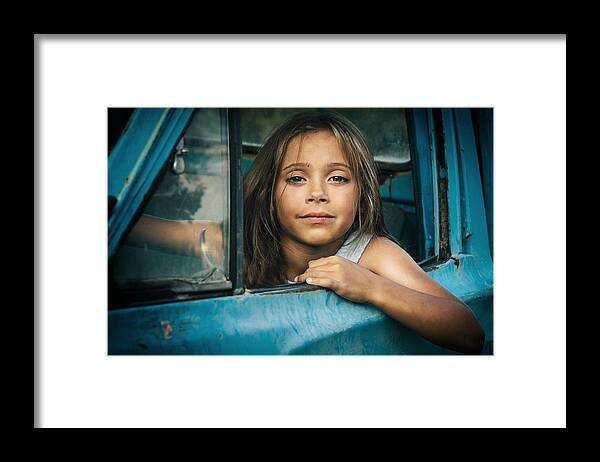 Girl Framed Print featuring the photograph Road Story by Alex Gusev