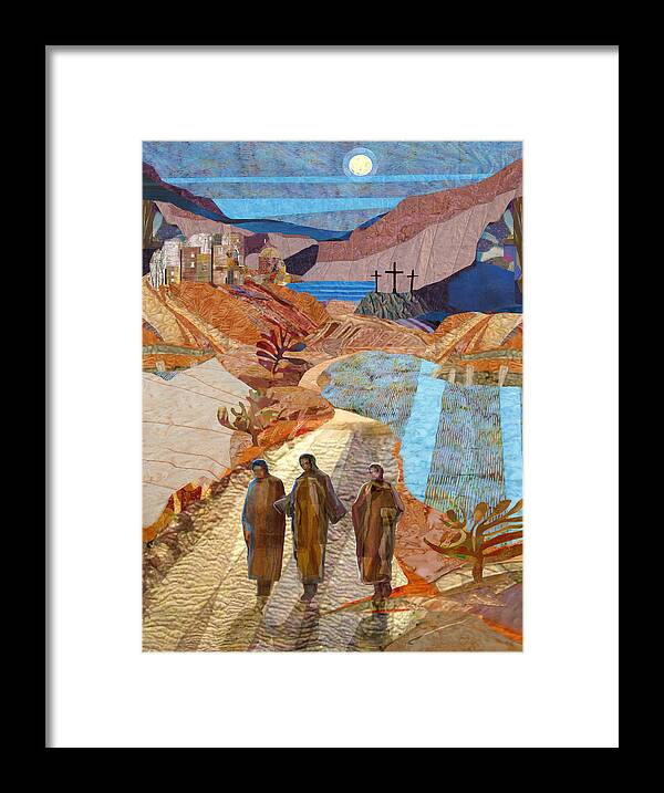 Jesus Framed Print featuring the digital art Road to Emmaus by Michael Torevell