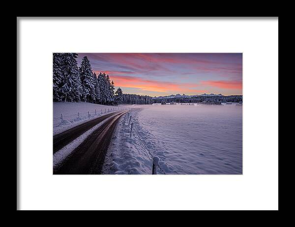 Winter Framed Print featuring the photograph Road to the Cold by Dominique Dubied