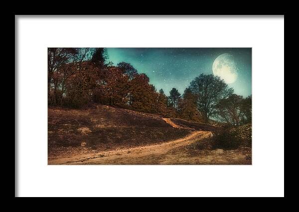 Moon Framed Print featuring the painting Move Down an Unknown Road by Douglas MooreZart