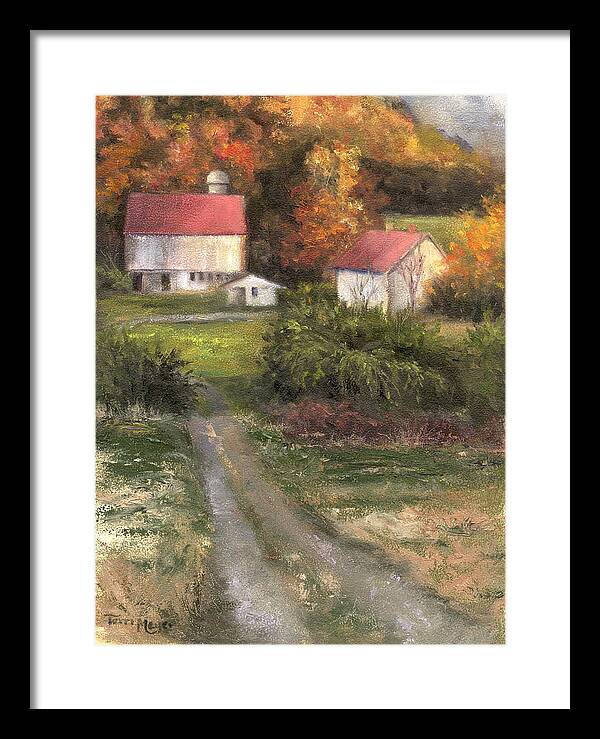 Farm Landscape Framed Print featuring the painting Road to Tranquility by Terri Meyer