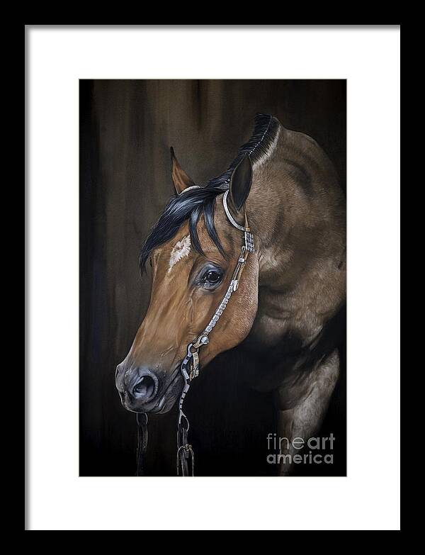 Equine Drawing Framed Print featuring the pastel Roanie by Joni Beinborn