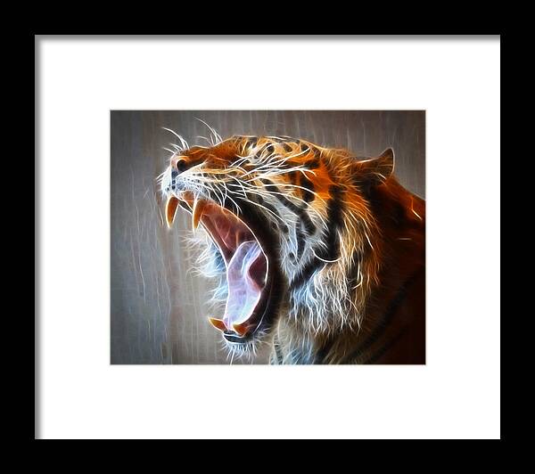 Wildlife Framed Print featuring the photograph Roaring Tiger by Steve McKinzie