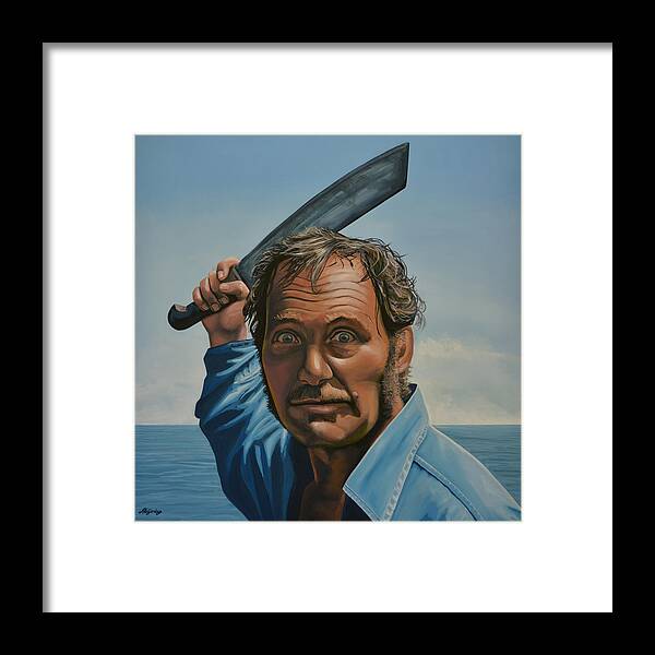 Robert Shaw Framed Print featuring the painting Robert Shaw in Jaws by Paul Meijering