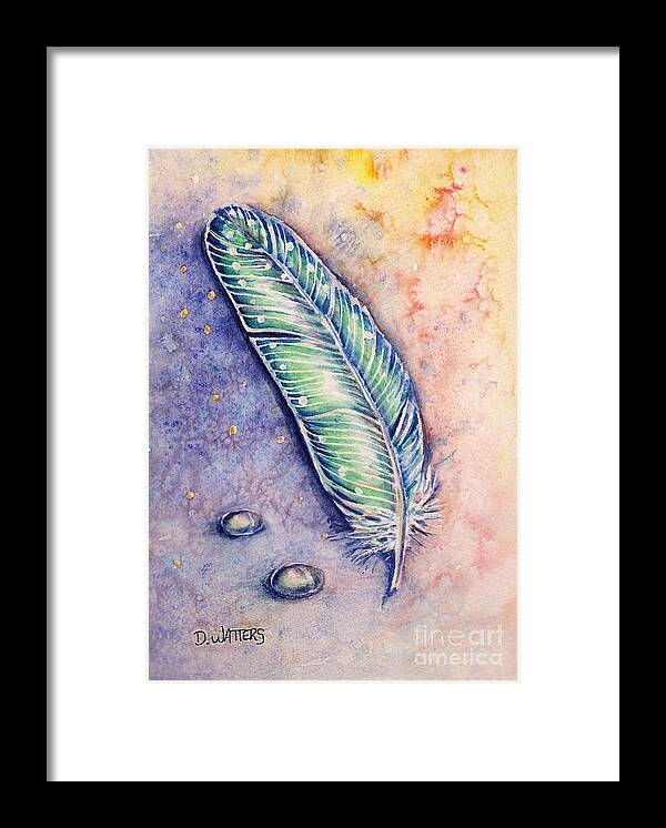 Feather Framed Print featuring the painting Rock and Bird #2 by Darlene Watters