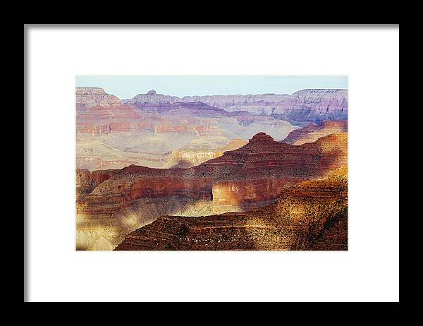 Scenics Framed Print featuring the photograph Rock Formations Light And Shadow, Grand by Deimagine