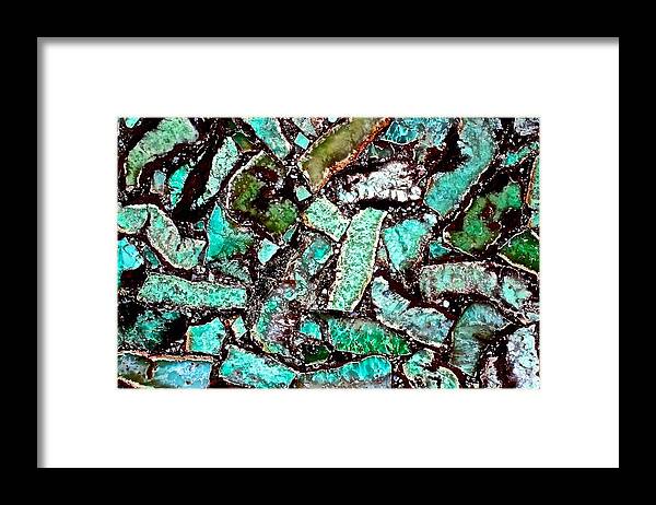 Rock Framed Print featuring the photograph Blue Green Bacon Stone by Debra Amerson