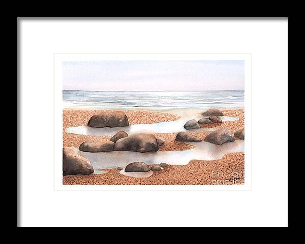 Beach Framed Print featuring the painting Rock Pools in the Sand by Hilda Wagner