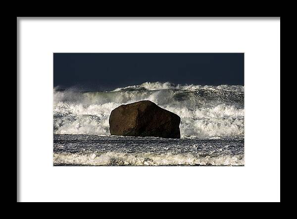 Tony Reddington Photography Framed Print featuring the photograph Rock V wave I by Tony Reddington