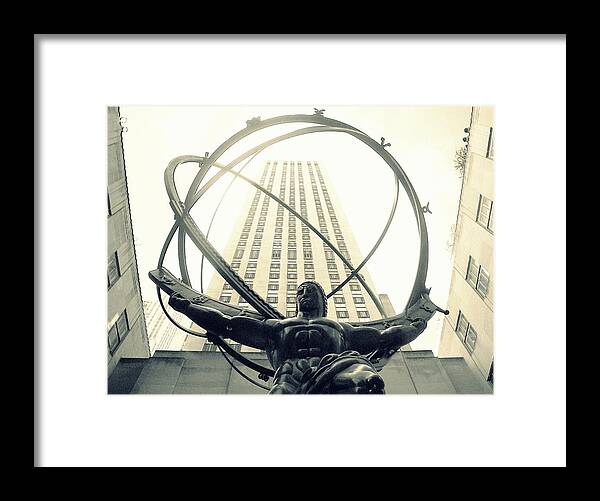 Photography Framed Print featuring the photograph 'Rockefeller Center and Atlas' by Liza Dey