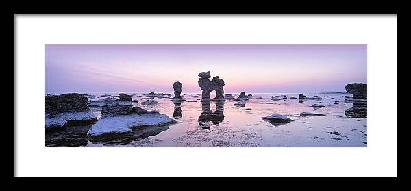 Photography Framed Print featuring the photograph Rocks On The Beach, Faro, Gotland by Panoramic Images