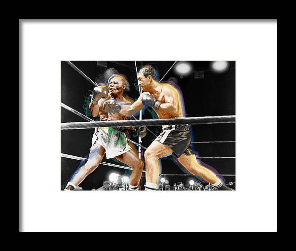 Rocky Marciano Framed Print featuring the painting Rocky Marciano V Jersey Joe Walcott by Tony Rubino