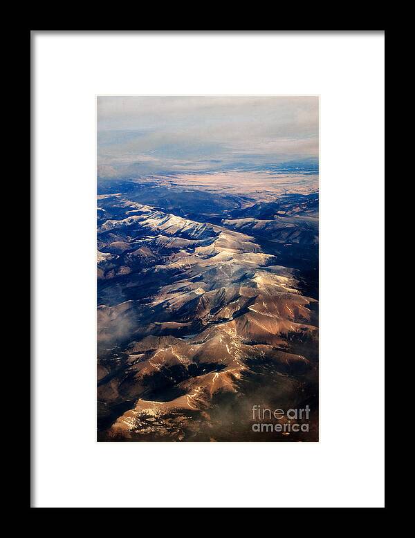Mountain Framed Print featuring the photograph Rocky Mountain peaks from above by Darleen Stry