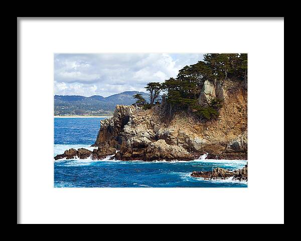 Point Lobos Framed Print featuring the photograph Rocky Outcropping at Point Lobos by Charlene Mitchell