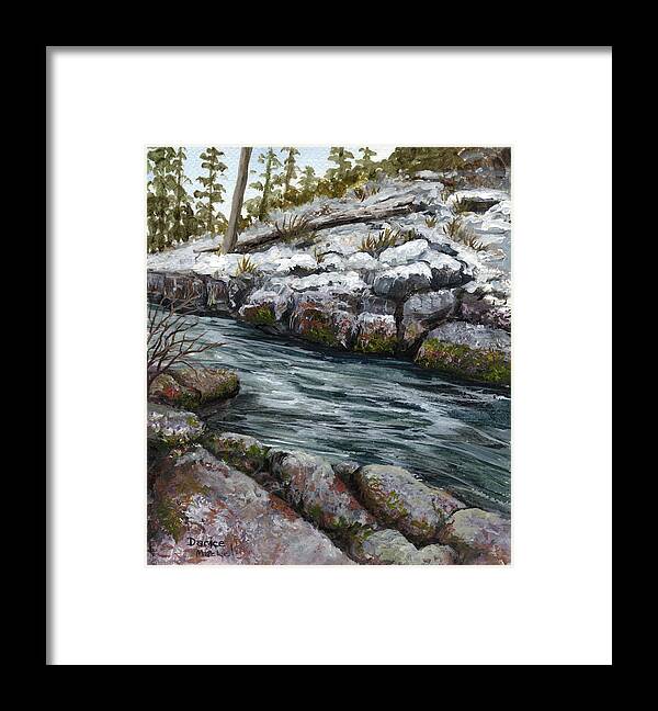 Landscape Framed Print featuring the painting Rocky Stream by Darice Machel McGuire