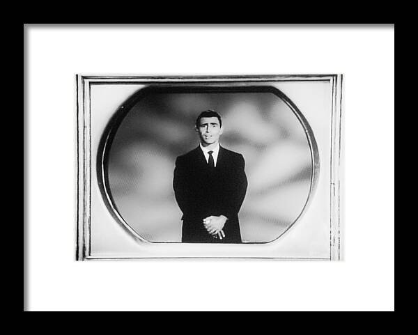The Twilight Zone Framed Print featuring the photograph Rod Serling On T V by Rob Hans