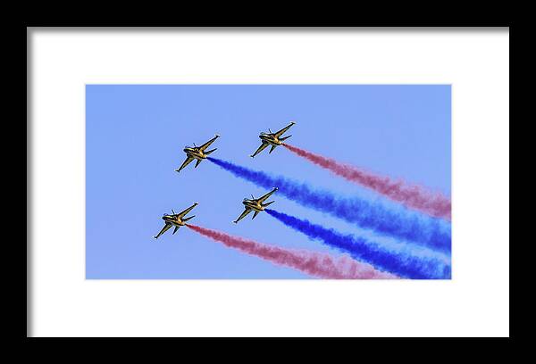 Air Show Framed Print featuring the photograph ROKAF Black Eagles by Ray Shiu