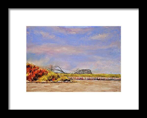 Beach Framed Print featuring the pastel Roller Coaster by Joyce Guariglia