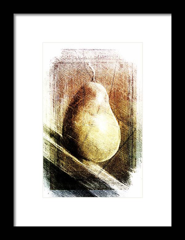 Pear Framed Print featuring the digital art Rolling Pear by Andrea Barbieri