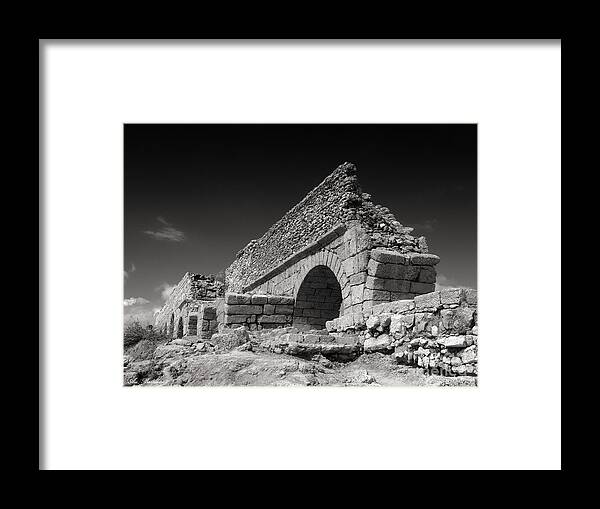 Aqueduct Framed Print featuring the photograph Roman aqueduct in Caesarea by Arik Baltinester
