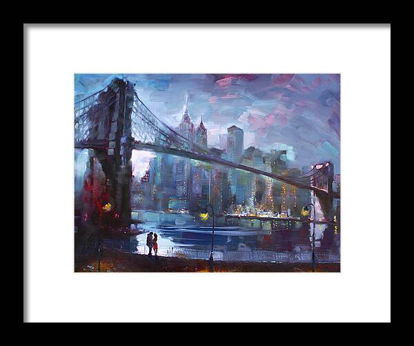 Romance Framed Print featuring the painting Romance by East River II by Ylli Haruni