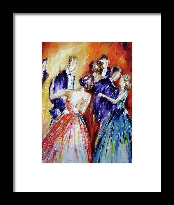 Romance Framed Print featuring the painting Romantic Dance Paintings by Mary Cahalan Lee - aka PIXI