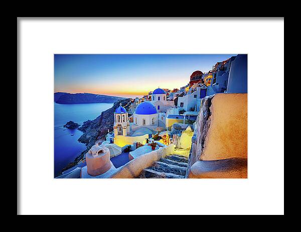 Greek Culture Framed Print featuring the photograph Romantic Travel Destination Oia by Mbbirdy