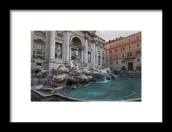 Trevi Fountain Framed Print featuring the photograph Rome's Fabulous Fountains - Trevi Fountain No Tourists by Georgia Mizuleva