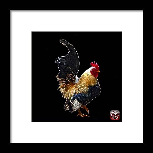 Rooster Framed Print featuring the painting Rooster - 4602 - bb by James Ahn