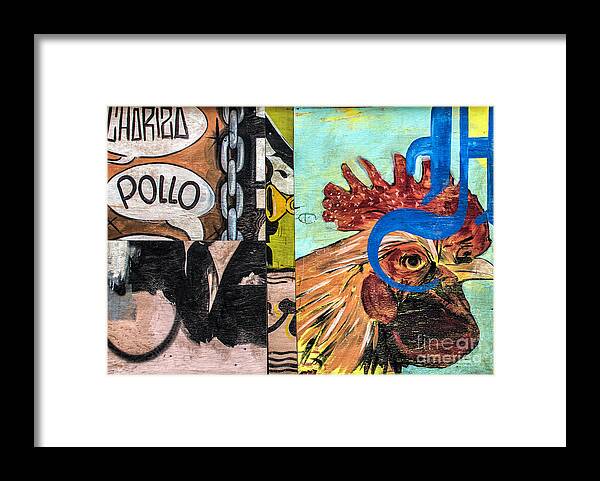 Mural Framed Print featuring the mixed media Rooster Graffiti by Terry Rowe